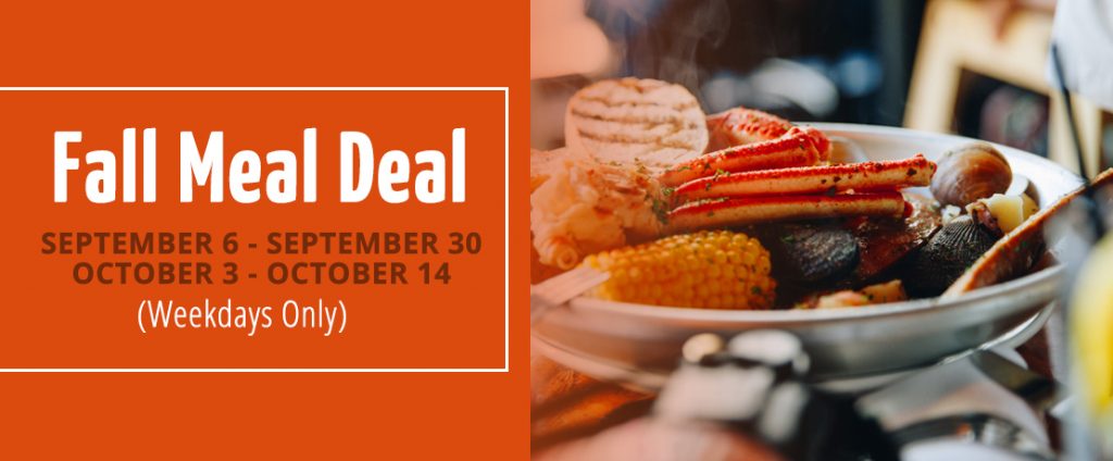 Fall Meal Deal Details with frying pan of seafood